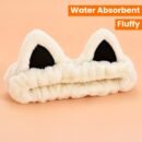 1pc Fluffy Head Band Lovely Kitten Ears Head Hoop Elastic Head Wear Water Absorbent Hair Wear For Face Washing Make Up Skincare