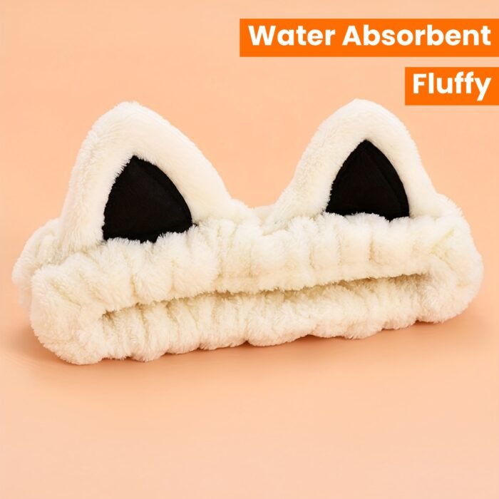 1pc Fluffy Head Band Lovely Kitten Ears Head Hoop Elastic Head Wear Water Absorbent Hair Wear For Face Washing Make Up Skincare - Image 18