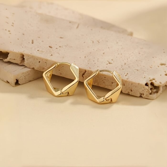 1 Pair Geometric Irregular Hoop Earrings, Elegant & Simple Style, Alloy with Stainless Steel Ear Needle, Versatile for Daily Wear & Banquets, All-Season Accessory for Women - Image 3