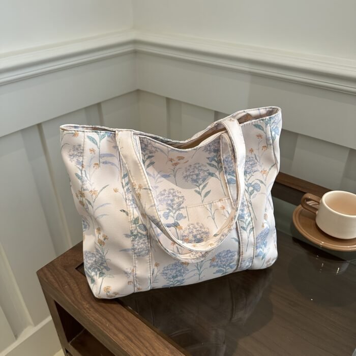 1pc Women's Floral Print Tote Shoulder Bag - Stylish & Spacious Design with Secure Zip Closure, Dual Reinforced Handles, Multiple Pockets - Durable Fabric for Work, College, Travel & Everyday Use (Pink/Red/Blue), College Accessory - Image 11