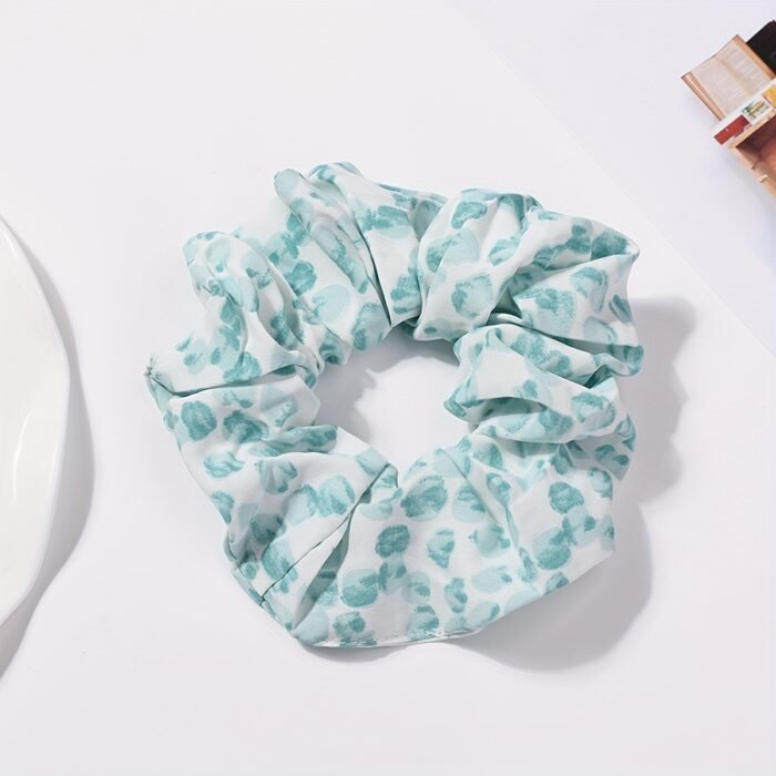 1pc Korean Style Large Floral Scrunchie - Soft Fabric, Ruffled Design, Elastic Hair Band for Women, Perfect for High Ponytails, Beach Outings, and Casual Wear, Ponytail Holder|Floral Print Scrunchie|Easycare Fabric, Cute Hair Accessorie - Image 11