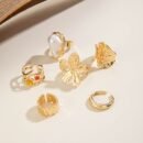 6pcs set of fashionable and flower-set Rhinestone rings, metal geometric irregular opening ring sets suitable for parties and gifts for friends