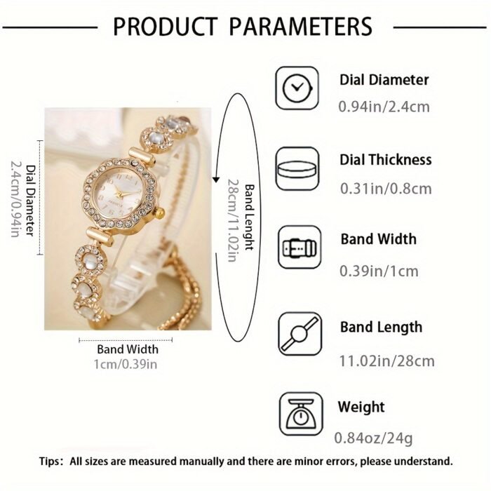 Elegant Women's Quartz Watch with Rhinestone Accents - Fashionable Alloy Bracelet Design, Non-Rechargeable Battery, Simple Style - Image 4