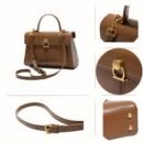Elegant Women's Top Handle Satchel Bag - Chic Solid Color Design with Adjustable Shoulder Strap, Golden-Tone Clasp & Spacious Interior, Perfect for Daily Use or Gift Giving (Khaki/Dark Brown/Red/Black), Versatile Fashion Accessory | Fashionable Accessory | Synthetic Leather Bag