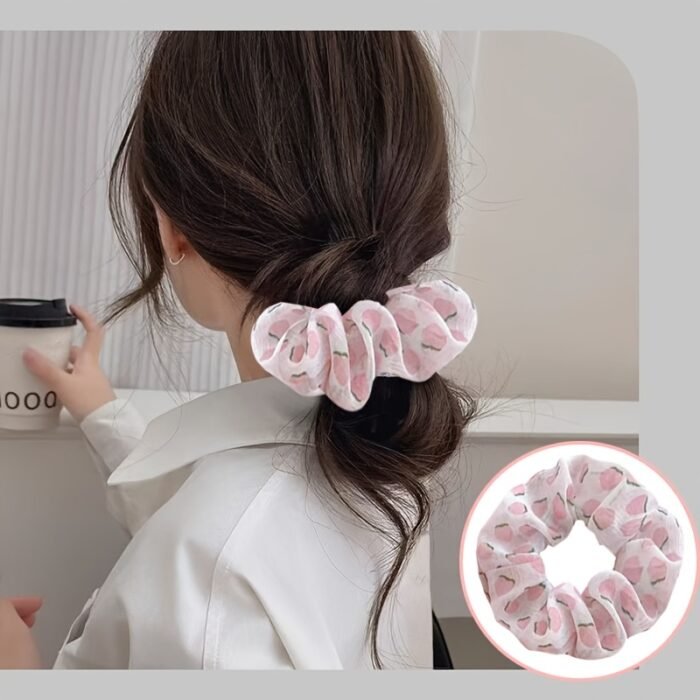 8pcs Elegant Pink & White Check & Floral Hair Ties - Soft Fabric, Non-Slip, Perfect for Buns & Pigtails, Ideal Gift Set for Women, Everyday Hair Accessories | Check Pattern Ties | Elastic Headbands, Hair Accessories Set - Image 12