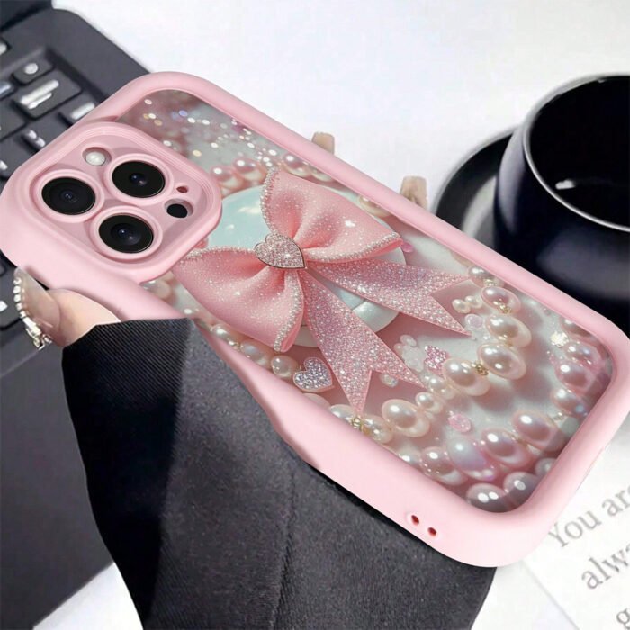 [Pink TPU Case] Apple iPhone Case, Colorful TPU Anti-fall Full Coverage Precision Protective Case | Gaozhu Pink Golden Butterfly | for iPhone6/7/8/X/Xs/Xr/Xs Max/11/12/13/14/15/16Pro Max - Image 3