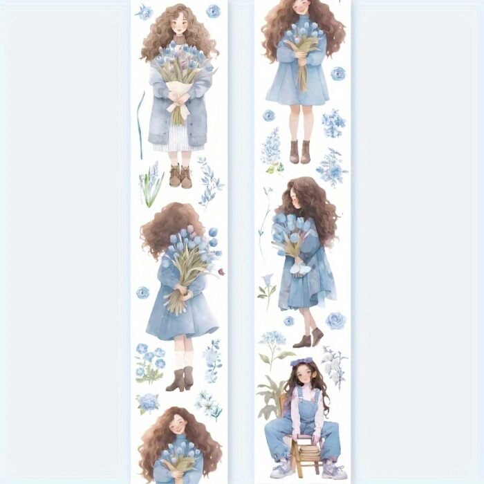 1 Roll/Pack, 8 Rolls/Pack Bouquet Girl Series PET Tape, Cute Artistic INS Style Girl Floral Material, Scrapbook Sticker - Image 11