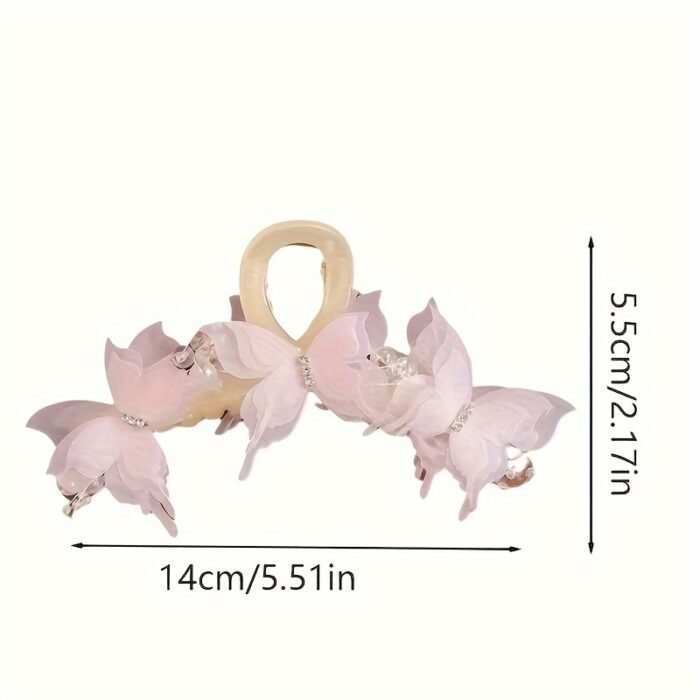 [Elegant Hair Clip] Elegant Large Butterfly Hair Claw Clip | Plastic Material, Solid Color, Tassel Accents - Chic Sweet Style for Sophisticated Updos - Image 8