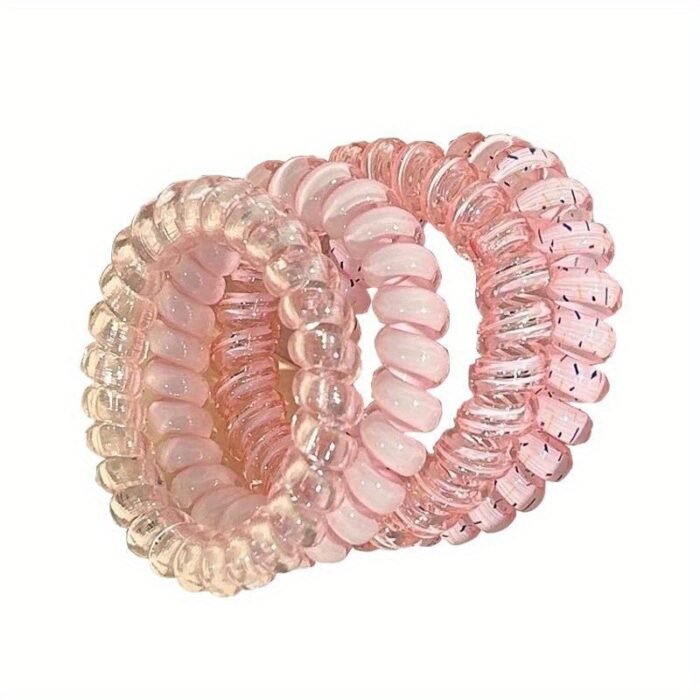 Pack of 4 Korean Jelly Color Telephone Cord Hair Ties Cute and Fresh Non-Damaging High Elasticity Headband for Women - Image 10