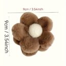 2pcs Plush Flower Hair Clips - Soft Fluffy Faux Fur Floral Hair Accessories for Women, Brown & Beige, Lightweight Non-Slip Hairpins for Everyday & Special Occasions, Accessories for Hair, Faux Fur Accessory