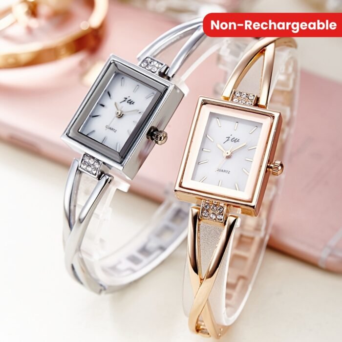 Elegant Vintage Rectangular Ladies' Wrist Watch, Luxury Quartz Movement Analog Display, Alloy Band & Case, Non, with Button Battery for Fashion Accessory - Image 12