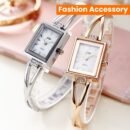 Elegant Vintage Rectangular Ladies' Wrist Watch, Luxury Quartz Movement Analog Display, Alloy Band & Case, Non, with Button Battery for Fashion Accessory