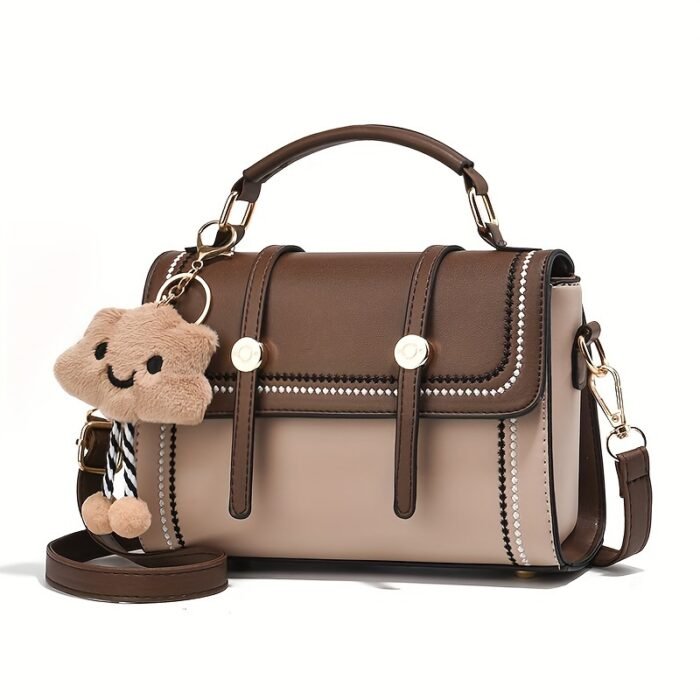 Stylish Women's Synthetic Leather Crossbody Bag - Lightweight, Versatile, and Secure Zip Closure with Adjustable Strap, Black & Brown Two-Tone Design, Perfect for Casual Everyday Use - Image 3