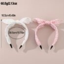 2pcs Cute Pink Strawberry & Floral Bunny Ear Headbands for Girls - Sweet, Versatile Hair Accessories with Bow Detail