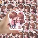 54pcs Cute Love Couple Waterproof Vinyl Stickers - Romantic Decor for Laptops, Glasses, Water Bottles & Notebooks - Reusable, Mixed Colors, Perfect Gift for Him & Her