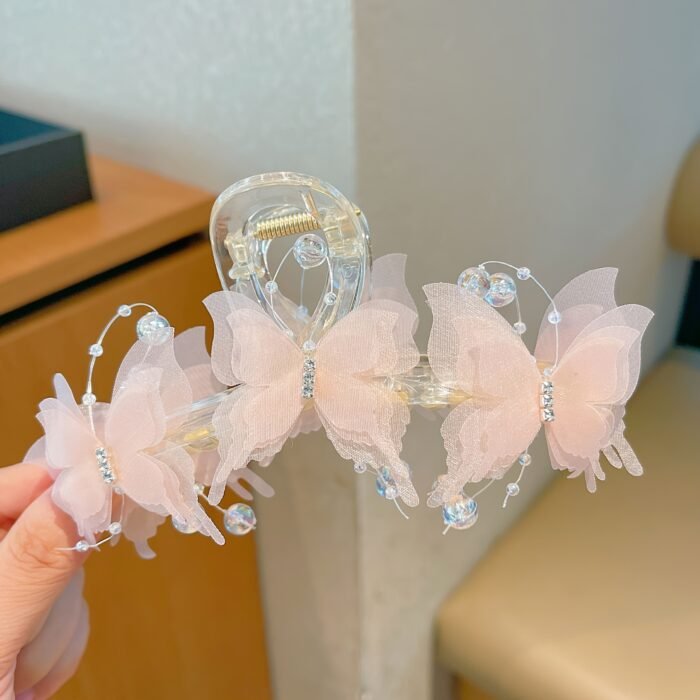 [Elegant Hair Clip] Elegant Large Butterfly Hair Claw Clip | Plastic Material, Solid Color, Tassel Accents - Chic Sweet Style for Sophisticated Updos - Image 6