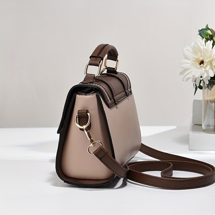 Stylish Women's Synthetic Leather Crossbody Bag - Lightweight, Versatile, and Secure Zip Closure with Adjustable Strap, Black & Brown Two-Tone Design, Perfect for Casual Everyday Use - Image 2