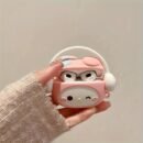 Sanrio Hello Kitty & Friends Silicone for Airpods Case - Cute, Waterproof Protective Cover with Keychain, Fits for Airpods 1/2/3 & Pro/Pro 2 - White, Lightweight with Pink Bow Detail