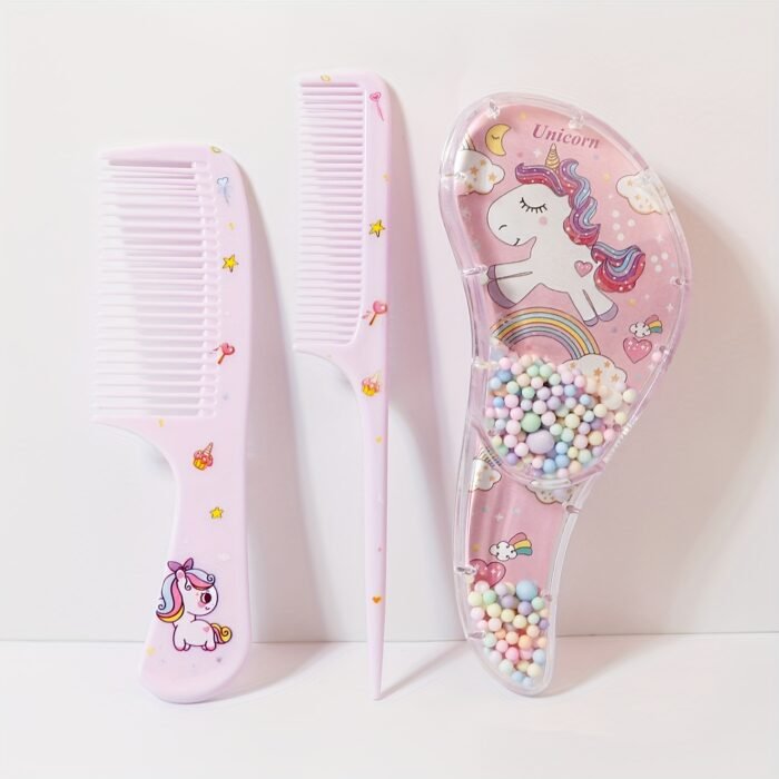 3pcs Cartoon Hair Comb Set - Wet & Dry Use, Detangling & Styling Brushes for All Hair Types, Durable ABS Plastic Handle, Perfect Gift Idea - Image 4