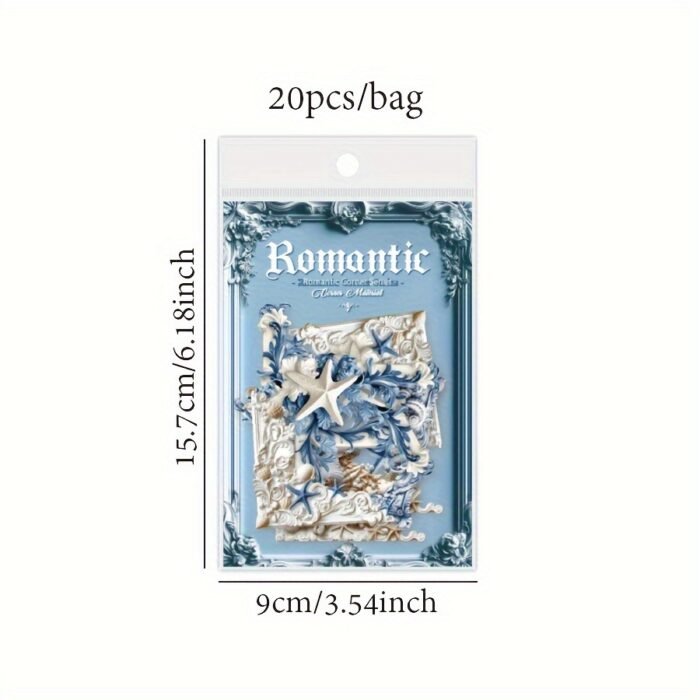 20-Pack Romantic Corner Series Sticker Set, 3D Scrapbooking Embellishments, DIY Craft Paper Niche Decorations for Scrapbooking, Journals, and Gift Decoration Accessories - Image 3