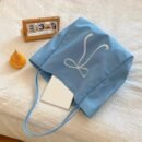 Embroidered Bowtie Underarm Tote Bag For Men Women, Large Handbag For Daily Commute, Simple Trendy Versatile Daypacks