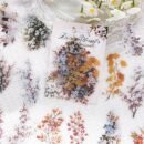 30-Pack Plant Floral Branch PET Decorative Stickers, Mixed Color Self-Adhesive Plastic Craft Embellishments with Crystal Accents, Glossy Finish, Irregular Shapes for Scrapbooking and Journaling