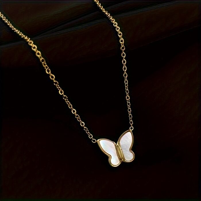 Elegant Butterfly Pendant Necklace for Women - Minimalist Golden-Tone Chain Jewelry, Versatile Daily Wear & Gift Idea, Year-Round Sophisticated Accessory, Butterfly Jewelry, Fashion Accessory, Chic Appearance, Delicate Design - Image 6