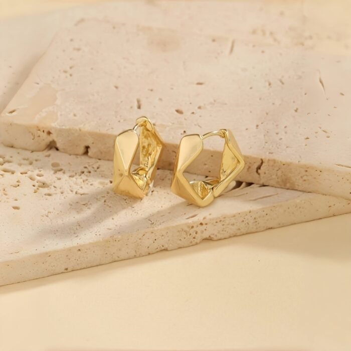 1 Pair Geometric Irregular Hoop Earrings, Elegant & Simple Style, Alloy with Stainless Steel Ear Needle, Versatile for Daily Wear & Banquets, All-Season Accessory for Women - Image 7