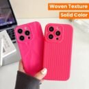 Set of 2 Solid Color Phone Cases with Woven Texture, Compatible with Iphone 15/14/13/12/11/Pro/Plus/Pro Max.