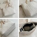 1pc Trendy Nylon Tote Bag with Chain Strap - Lightweight, Casual Style, Zipper Closure, Polyester Lined, Solid Color Shoulder Bag for Everyday Use, Everyday Shoulder Bag|Trendy Tote Bag|Zippered Closure, Small Tote Bag