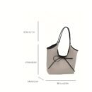 Elegant Black & Beige Shoulder Bag with Bow Accent - Durable Hemp Material, Stylish Black Handles & Bow, Perfect for Commuting, Work, Travel, and Shopping - Ideal Valentine'S Day Gift, Everyday Tote Bag|Stylish Shoulder Bag|Durable Handle Bag, Tote Bag