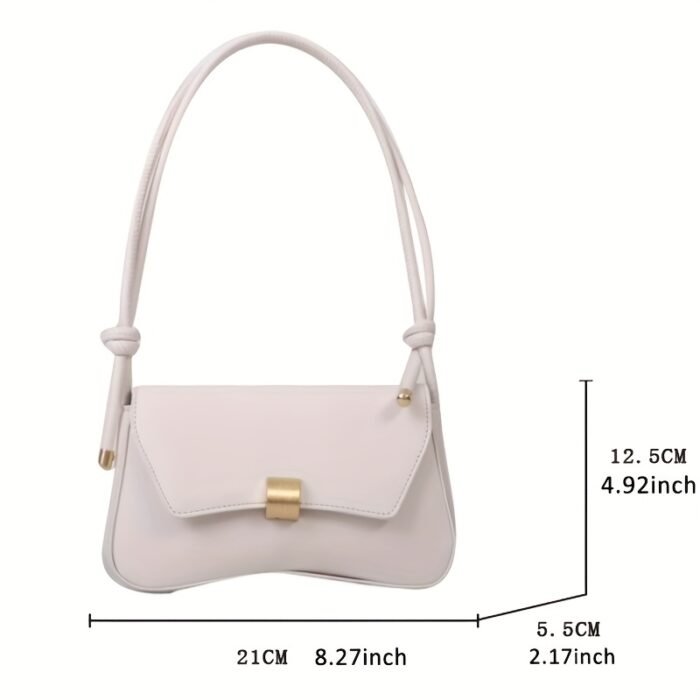 2025 Trendy Women's Synthetic Leather Handbag - Minimalist Top Handle Tote with Golden Clasp Closure, Versatile Shoulder Bag for Work & Casual, Durable Oil-Edged Seams, Available in Black/White/Khaki/Brown/Green - Image 15