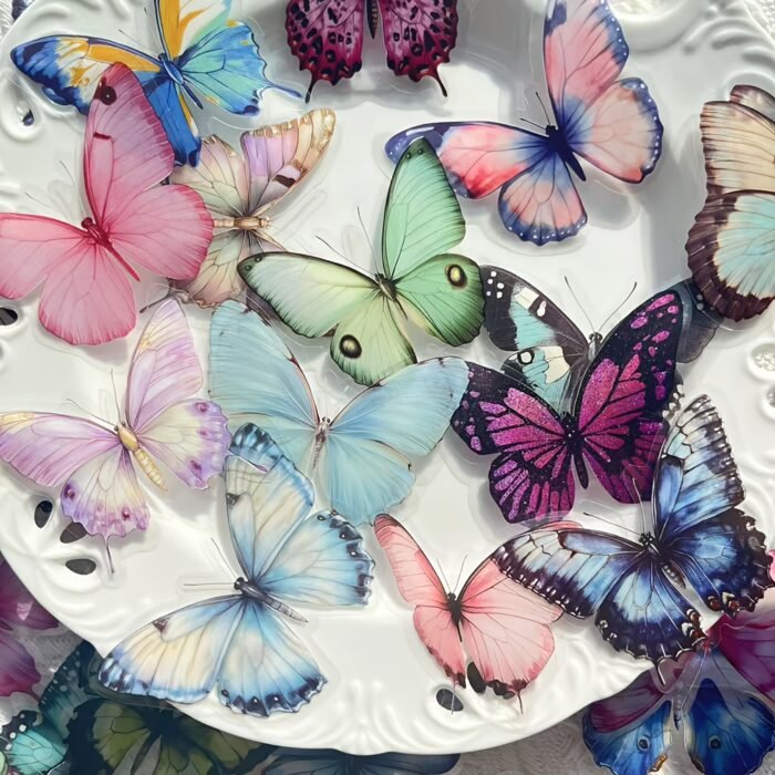 [Waterproof Stickers] 50pcs Vibrant Butterfly Stickers | Waterproof PET Adhesive | For Laptops, Scrapbooks, DIY Projects, Skateboards, Guitars, Helmets & Mugs | By YWWBLD - Image 2