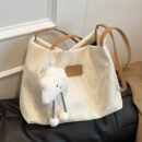 1pc Large Capacity Canvas Tote Bag with Cloud Pendant - Versatile, Stylish Shoulder & Crossbody Bag for Women, Professional & Casual Use, Professional Purse | Minimalist Design | Durable Handle, Tote Bag