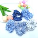 French Forest Summer Ocean Breeze Blue Polka Dot Hair Ties Set, Elegant Cute Fabric Scrunchies with Flower Prints, Sweet Floral & Dot Hair Bands, Academy Style for Ages 14+ - Pack of Multiple Hair Rings