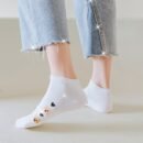 5 Pairs Mixed Color Animal Print Short Socks, 97% Polyester 3% Spandex, Breathable Sweat-Absorbent Knit Fabric, Comfortable Ankle Socks for Women