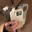 Simple Wave Dot Cute Three-dimensional Purr Cat Mobile Phone Case Suitable for Apple 16/15/14/13/12 Series