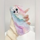 Colorful Marble Pattern TPU Full Coverage Cream Phone Case, Compatible with Apple iPhone 16/15/14/13/12/11/XS/X/7/8/Mini/Pro/Plus/Pro Max Protective Cover