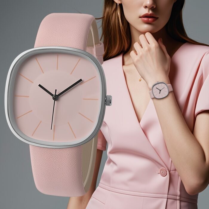 Elegant Pink Quartz Watch for Women - Simple Analog Design with Minimalist Hands, Non, Faux Leather Strap, Perfect for Casual & Formal Attire, Stylish Accessory|Minimalist Watch|Durable Watch - Image 4