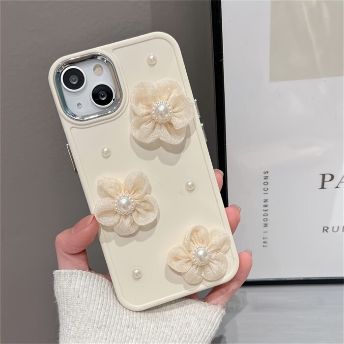 Adorable And Straightforward Pearl Flower Soft TPU Case Designed for Iphone 15, 14 Pro Max, 13, 12, 11, And XR, Offering Shockproof - Image 7