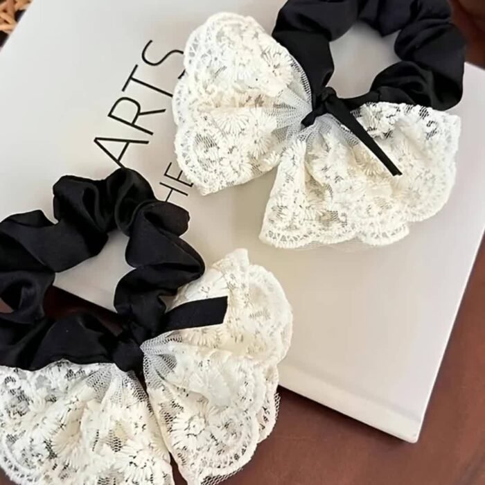 New lace bow, large intestine headband, Korean version hair accessory, sweet headband, cute headband, rubber band, stylish headband accessory - Image 12