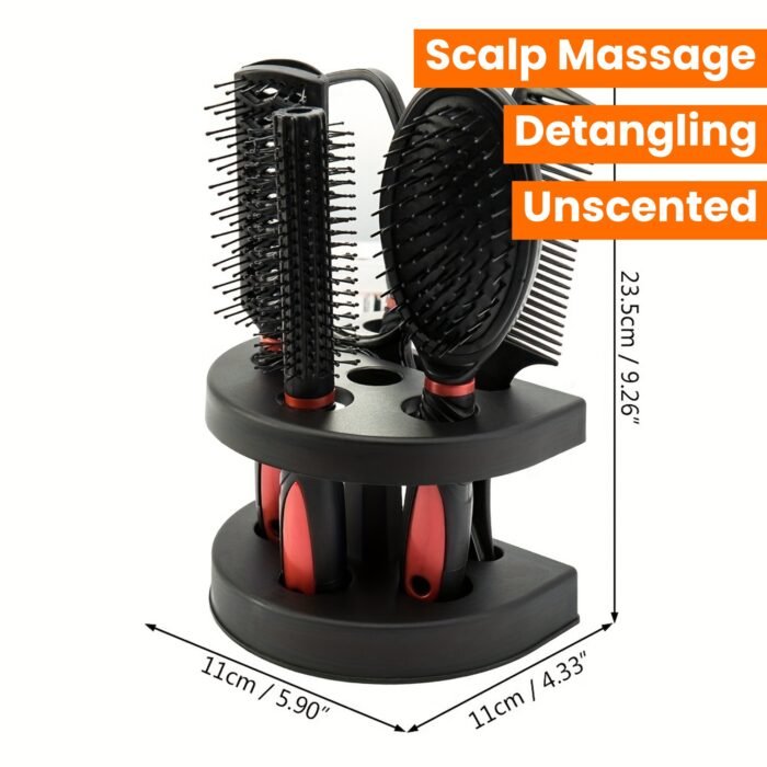5pcs Unisex Professional Hair Styling Set, Scalp Massage, Detangling Brushes, Airbag Comb, Makeup Mirror, Unscented, for Normal Relaxed Textured Hair - Image 17