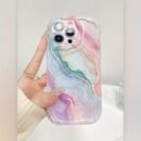 Colorful Marble Pattern TPU Full Coverage Cream Phone Case, Compatible with Apple iPhone 16/15/14/13/12/11/XS/X/7/8/Mini/Pro/Plus/Pro Max Protective Cover
