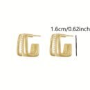 [Luxurious Earrings] Golden Geometric Hoop Earrings | 1 Pair | Stainless Steel | Sparkling Rhinestones | Women | Special Occasions | Vintage Bohemian Style