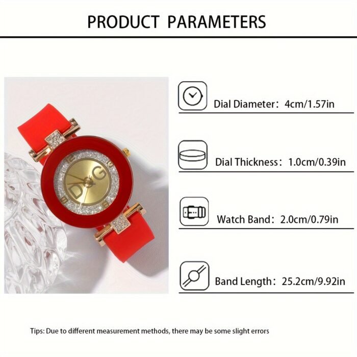1-7pcs DQG Elegant Ladies Quartz Watches, Round Dial, Soft Silicone Strap, Non-Rechargeable Button Battery (Diameter <20mm), Alloy Case, with Multiple Matching Options, for Daily Wear and Festival Gift - Image 2