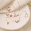 4pcs Elegant Butterfly Jewelry Set for Women, Cute Alloy Necklace, Ring, Earrings, Bracelet, Versatile Fashion Accessories for All Occasions, Gift-Ready
