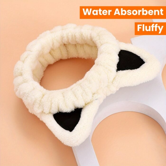 1pc Fluffy Head Band Lovely Kitten Ears Head Hoop Elastic Head Wear Water Absorbent Hair Wear For Face Washing Make Up Skincare - Image 19