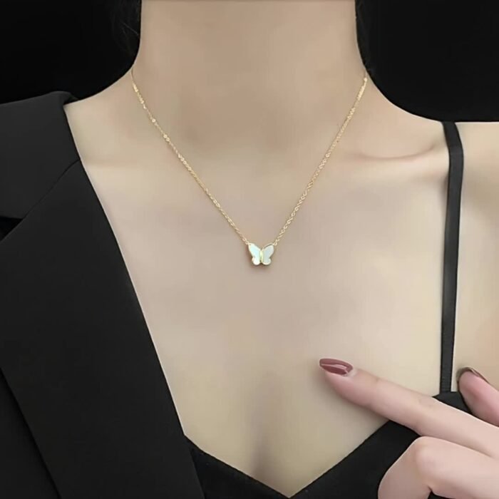 Elegant Butterfly Pendant Necklace for Women - Minimalist Golden-Tone Chain Jewelry, Versatile Daily Wear & Gift Idea, Year-Round Sophisticated Accessory, Butterfly Jewelry, Fashion Accessory, Chic Appearance, Delicate Design - Image 7