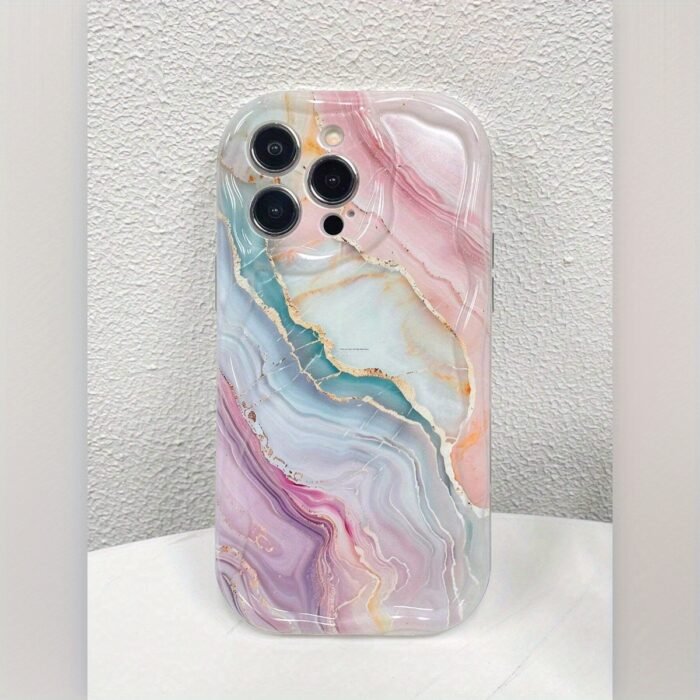 Colorful Marble Pattern TPU Full Coverage Cream Phone Case, Compatible with Apple iPhone 16/15/14/13/12/11/XS/X/7/8/Mini/Pro/Plus/Pro Max Protective Cover - Image 5