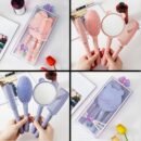 4pcs/set of high-looking cute comb set, mirror air cushion comb, roller comb, head massage comb, portable anti-static styling comb set, long hair curling student dormitory massage comb for women